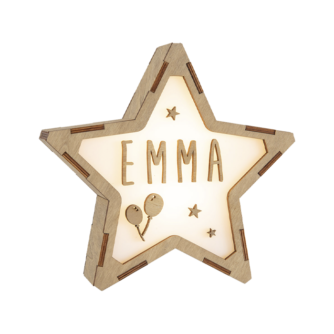Estrella personalizada de madera GLOBOS Y ESTRELLAS
